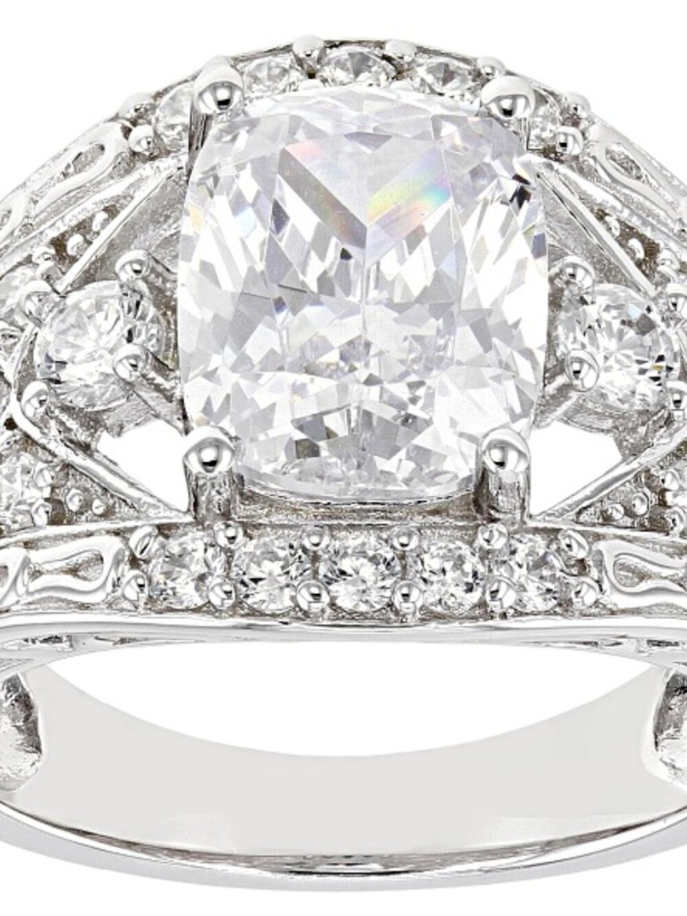 Bella Luce Rhodium Plated Center Design Ring 6.08ctw. Size 10